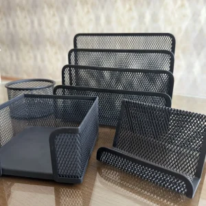 ست لوازم اداری رومیزی ۵ تکه مدل توری فلزی