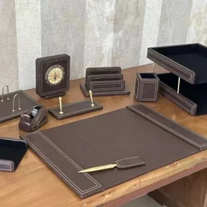 ست 11 تکه لوازم اداری رومیزی قائم مدل مدیریتی چرم لاکچری کد 112