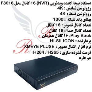 ضبط کننده ویدیویی رایمون مدل NVR-F8016