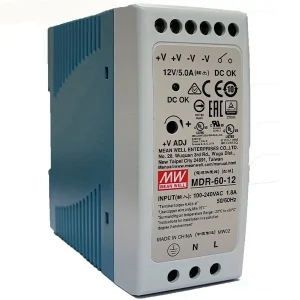 منبع تغذیه ریلی تک فاز مدل EDR-60-12-MEAN-WELLظرفیت 12 ولت 5 آمپر
