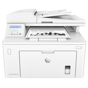 پرینتر اچ پی تک رنگ سه کاره با چاپ لیزری مدل LaserJet Pro MFP M227sdn، سایز چاپ A4، مجهز به تغذیه خودکار ADF، دارای اتصال شبکه، قابلیت چاپ دو رو