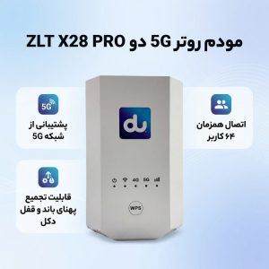 مودم روتر 5G خانگی دو مدل ZLT X28 PRO با قابلیت تجمیع پهنای باند، پشتیبانی از 64 کاربر، اتصال دوگانه بی‌سیم و باسیم، پنل سوپر ادمین، قفل دکل و 12 آنتن داخلی