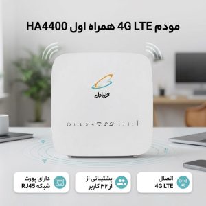 مودم 4G LTE همراه اول مدل HA4400 به همراه کارت هدیه فعالسازی سیم‌کارت اعتباری و 300 گیگابایت اینترنت هدیه
