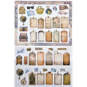 برچسب کاترینکا طرح برش خورده بولت ژورنال و اسکرپ بوک مدل Junk Journal بسته 45 عددی