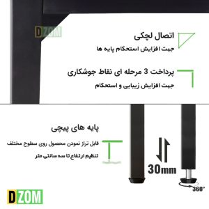 میز جلسه دیزم مدل مونتاژی TLD_asm_180×90_Tri سایز 180×90 سانتی متر