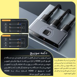 مبدل 1 به 2 HDMI باسئوس مدل CAHUB-BC0G
