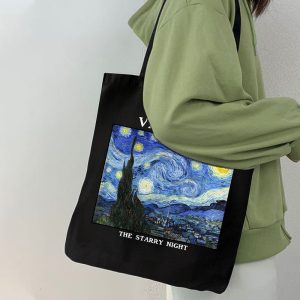 ساک خرید ترمه طراحان ایده مدل شب ستاره ای از ونگوگ کد art0010 – S